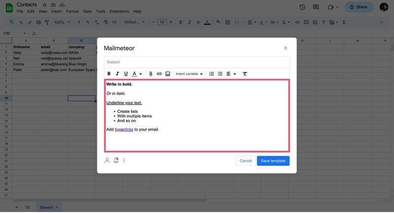 mailmteor sending emails