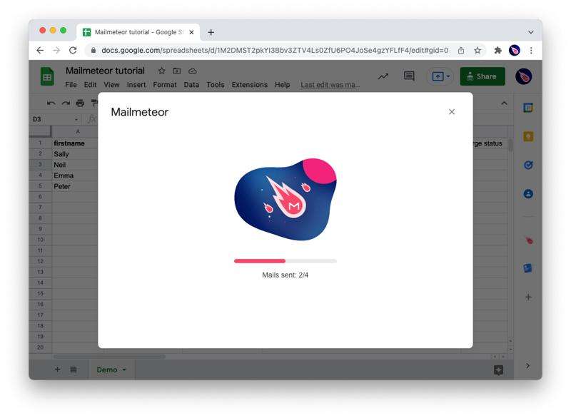 email send via mailmeteor