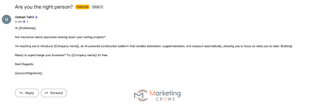 B2B Email Marketing Email Sample:
